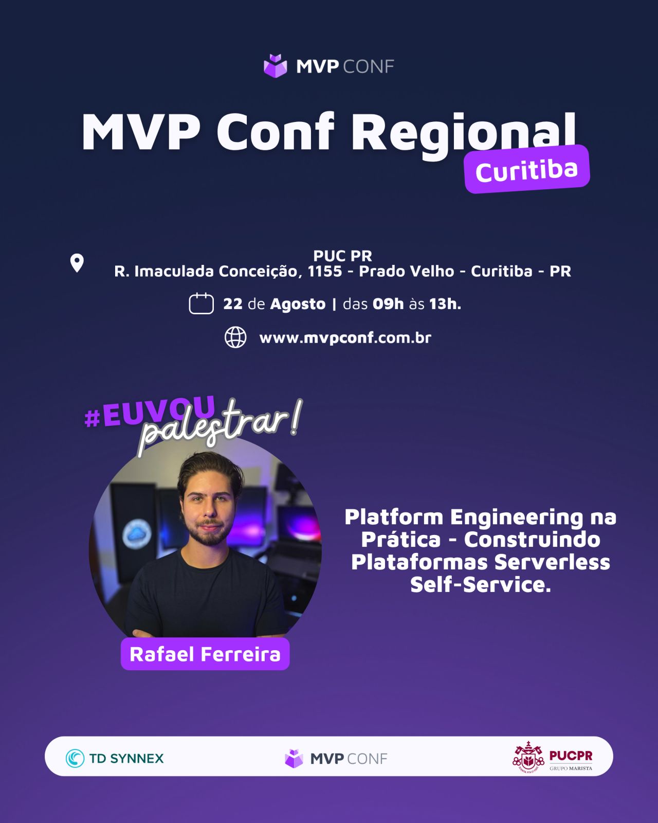 Rafael Ferreira no MVP Conf Regional Curitiba 2026 na PUC PR